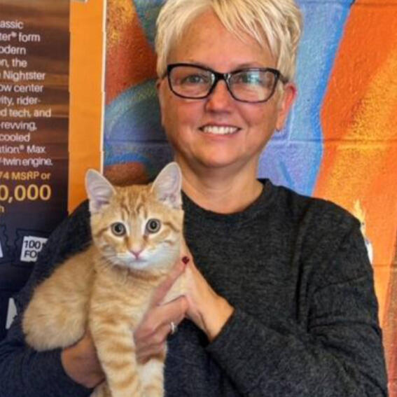 Corncob and new owner Corncob the cat and the new owner